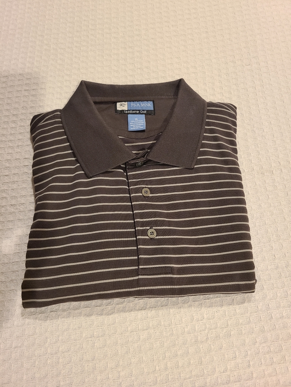 Jos. A. Bank Men's Brown Polo with Light Tan Stripes